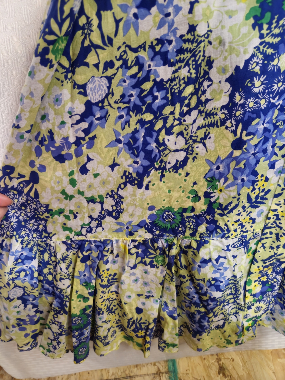 Talbots Blue & Green Floral Tie-Waist Midi Dress Size M 100% Cotton - Picture 6 of 10